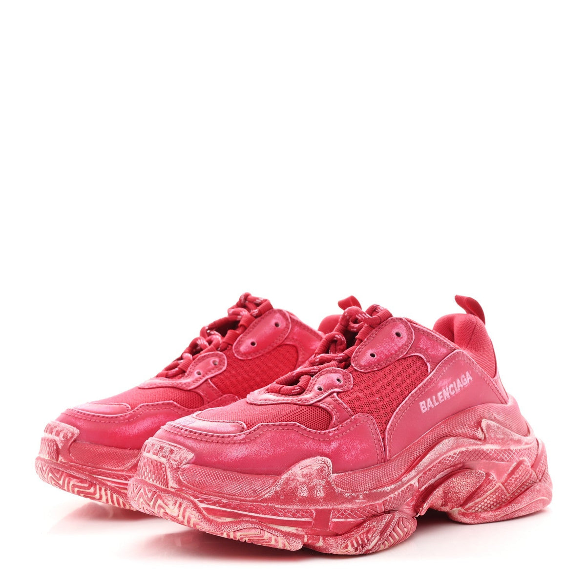 Balenciaga Fabric Mesh Women's Triple S Sneakers 38 Red