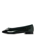 Patent Crocodile Embossed Ballerina Flats Dark Green Black