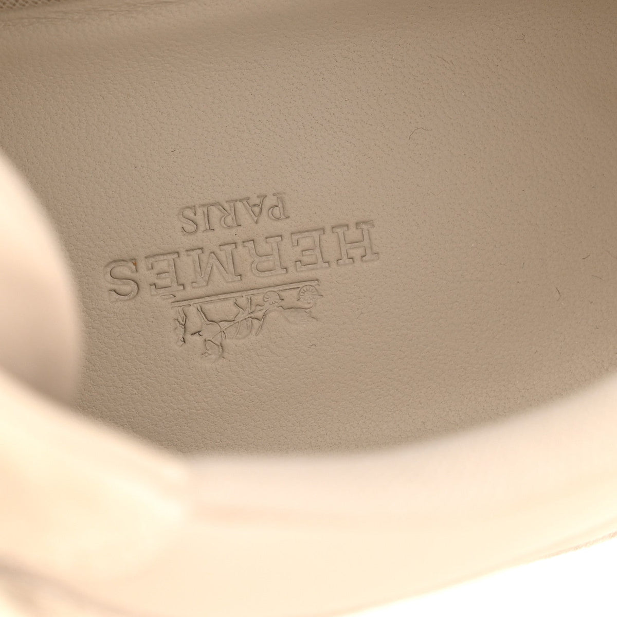 Hermes Calfskin Suede Goatskin Women's Loop Sneakers 37 Beige Galet