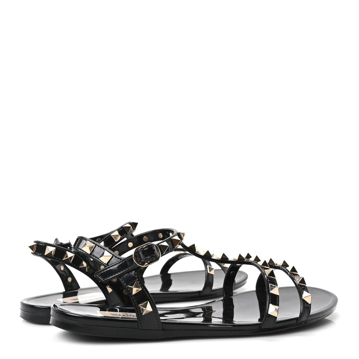 Valentino Garavani PVC Women's Jelly Rockstud Caged Sandals 38 Black