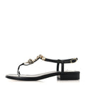 Lambskin Metal Heart Thong Sandals Black