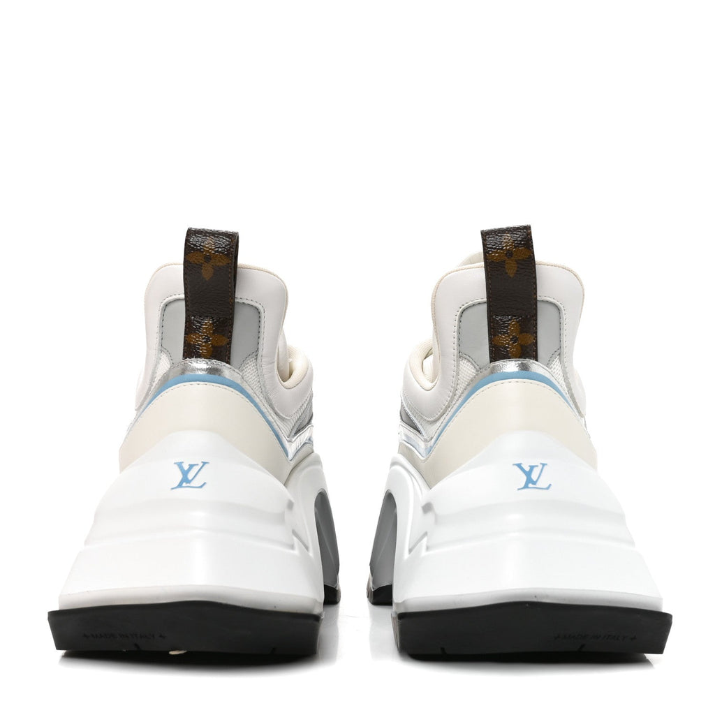 Louis Vuitton Calfskin Technical Nylon Women's LV Archlight Sneakers 38 White Blue Gris