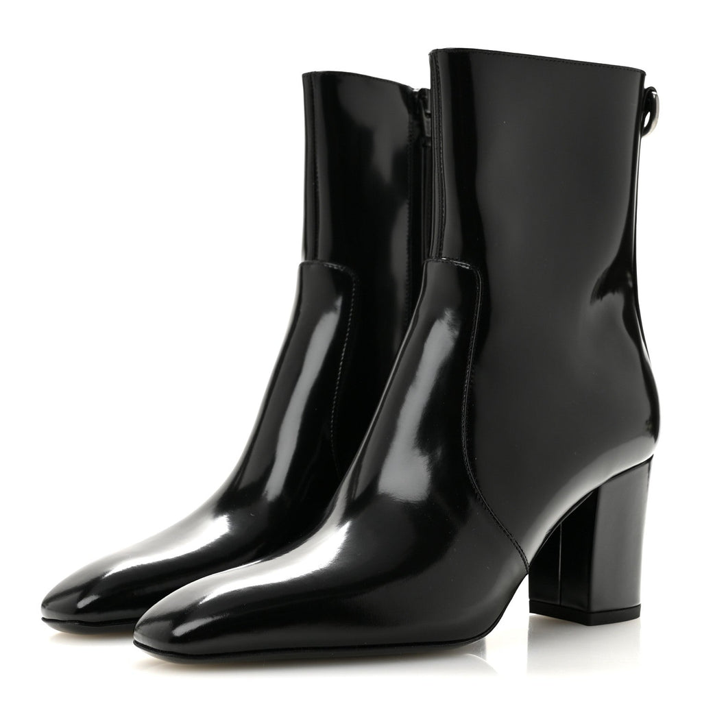 Saint Laurent Calfskin Women's Marilyn Betty 70 Ankle Zip Boots 35 Black