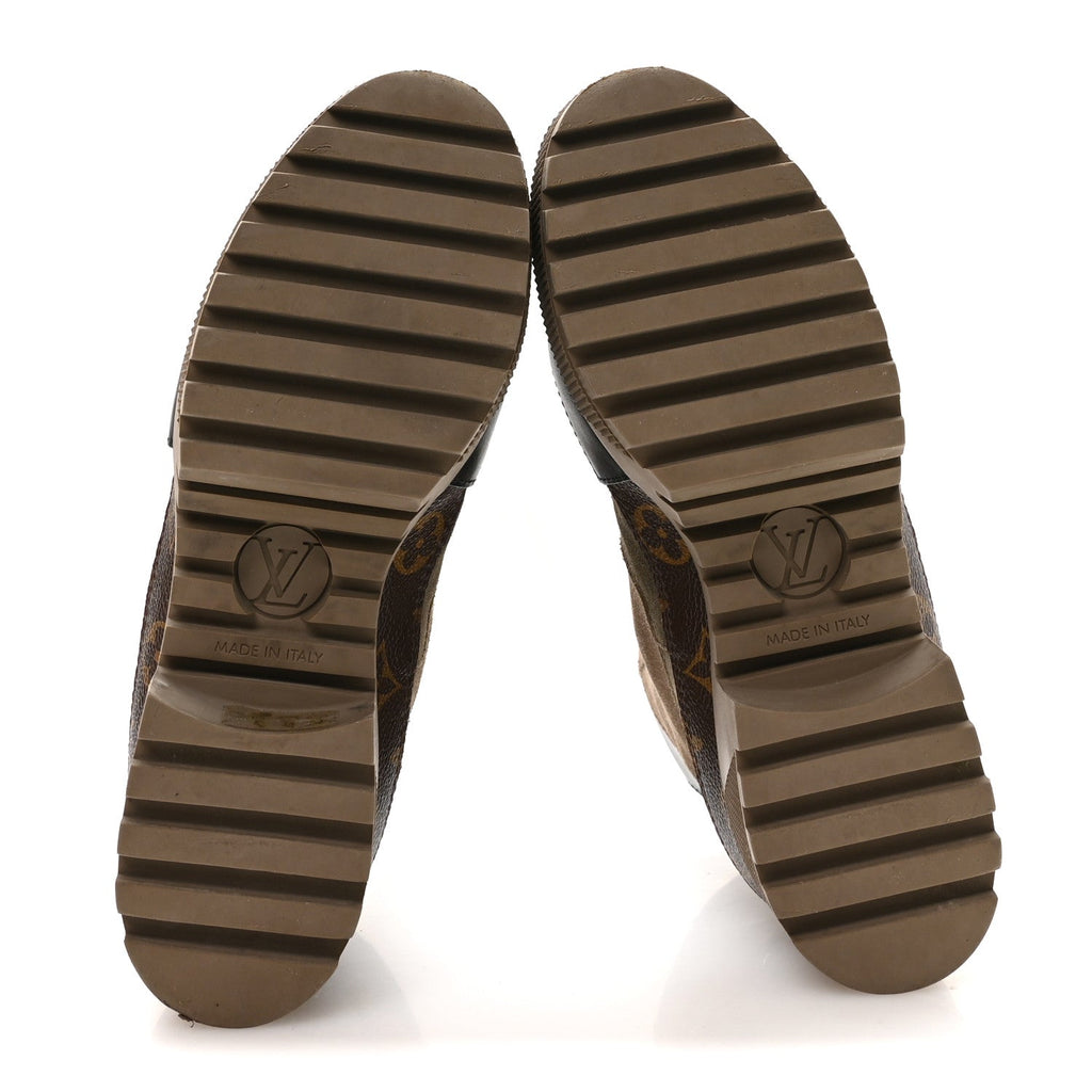 Louis Vuitton Suede Calfskin Women's Laureate Platform Desert Boots 37 Taupe