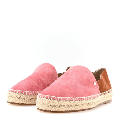Hermes Suede Goatskin Women's Joven Espadrilles 37 Rose De Venise Gold