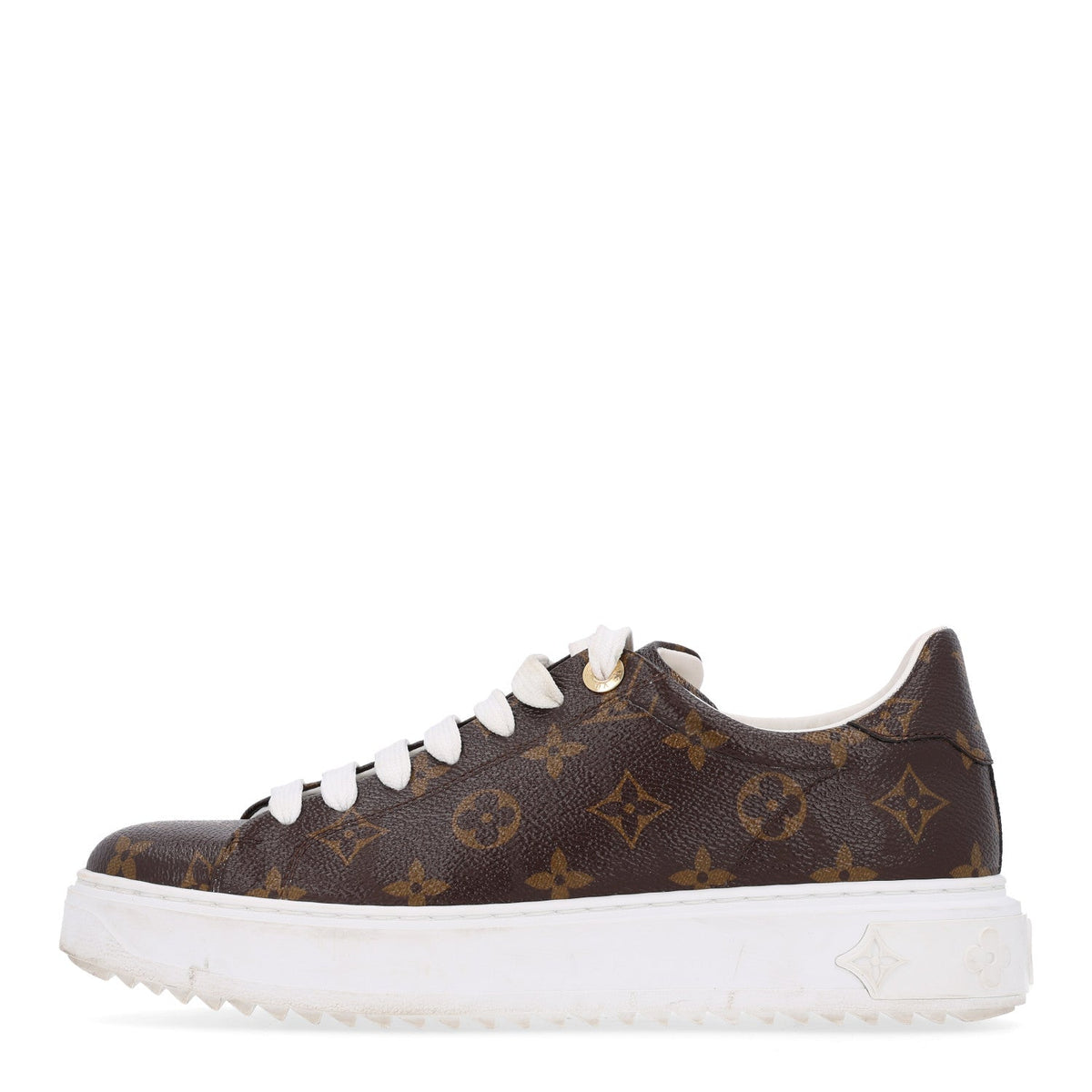 Louis Vuitton Monogram Women's Time Out Sneakers 38.5 Brown