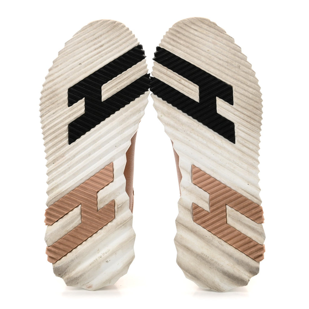 Hermes Sport Goatskin Suede Women's Bouncing Sneakers 37 Beige Perlino