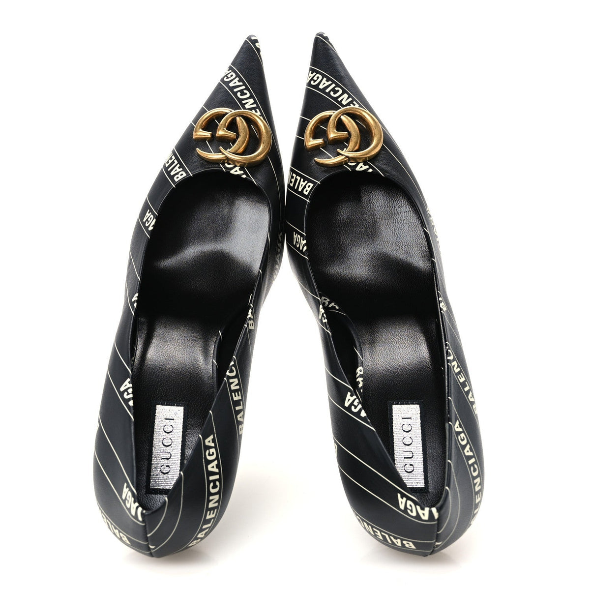Balenciaga X Gucci Calfskin Women's Logo Knife 80mm Pumps 37.5 Black