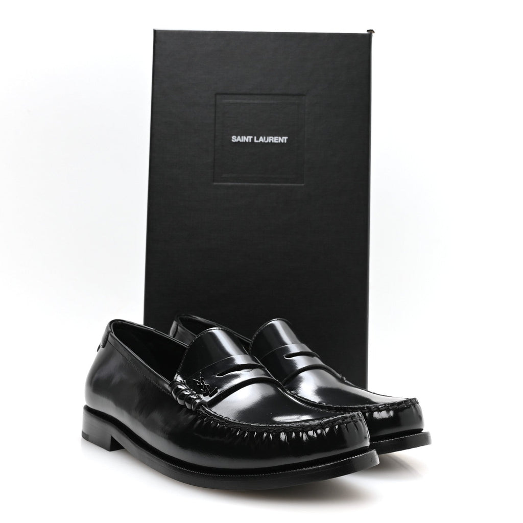 Saint Laurent Lux Calfskin Men's Le Loafer 15 Moccasins 40 Black