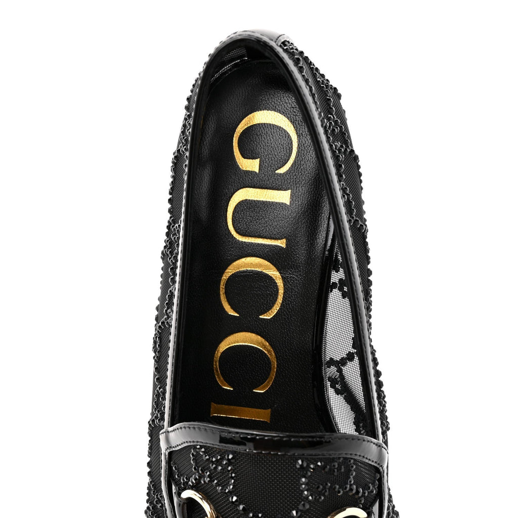 Gucci Tela Retino Kid Scamosciato Women's Jordaan Loafers 35.5 Black