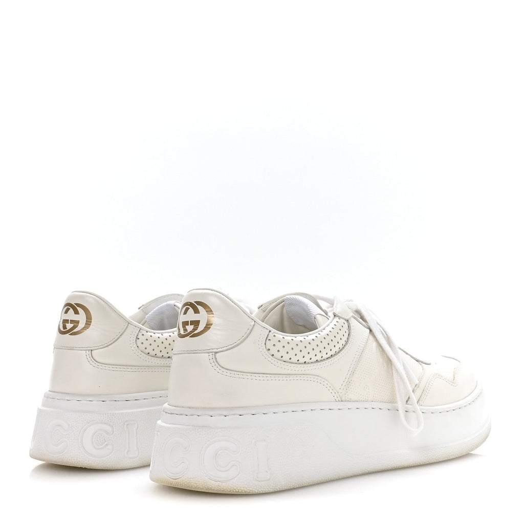 Gucci Calfskin Men's GG Tennis Interlocking G 55mm Sneakers 9.5 White