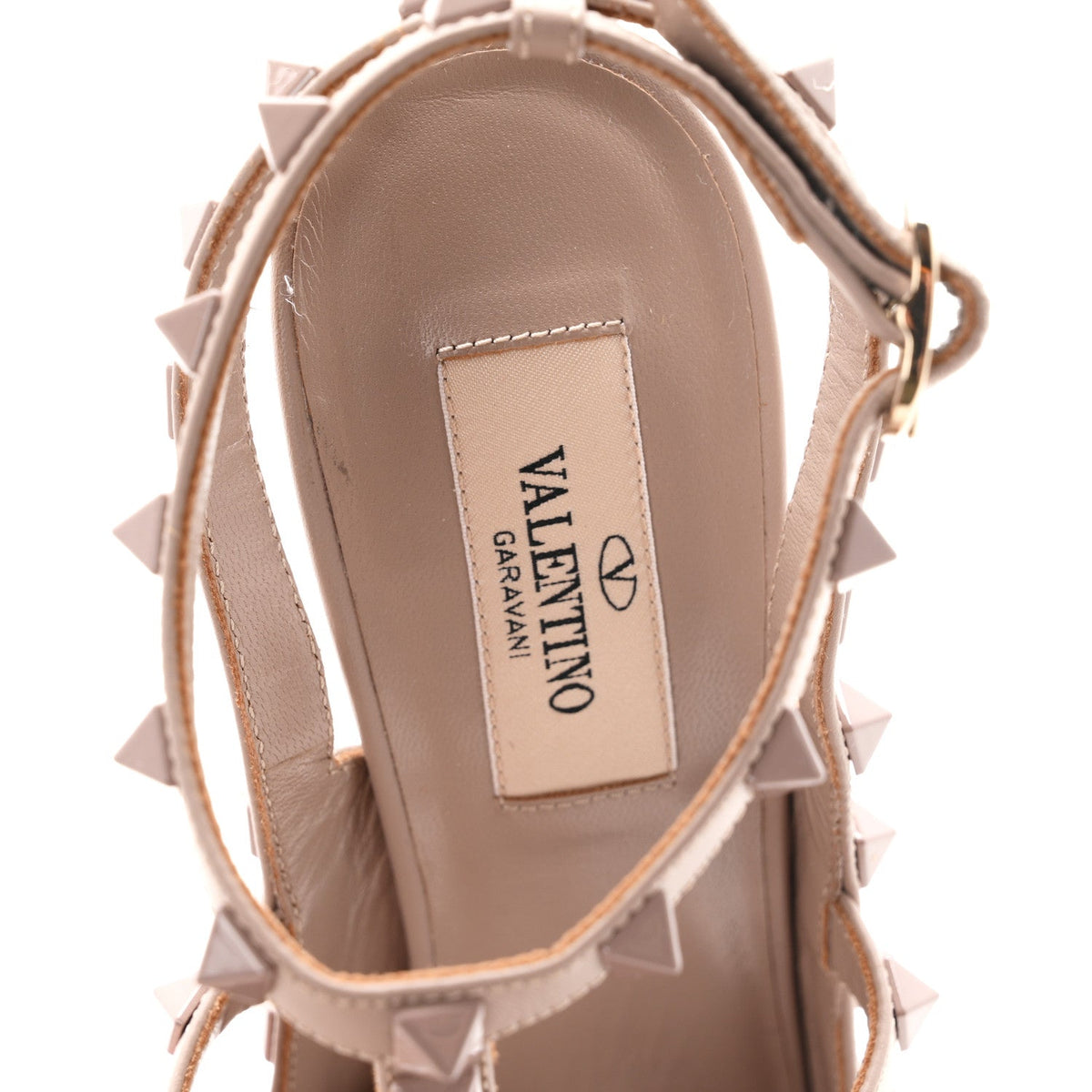 Valentino Garavani Calfskin Lacquered Women's Rockstud 100mm Pumps 37 Poudre