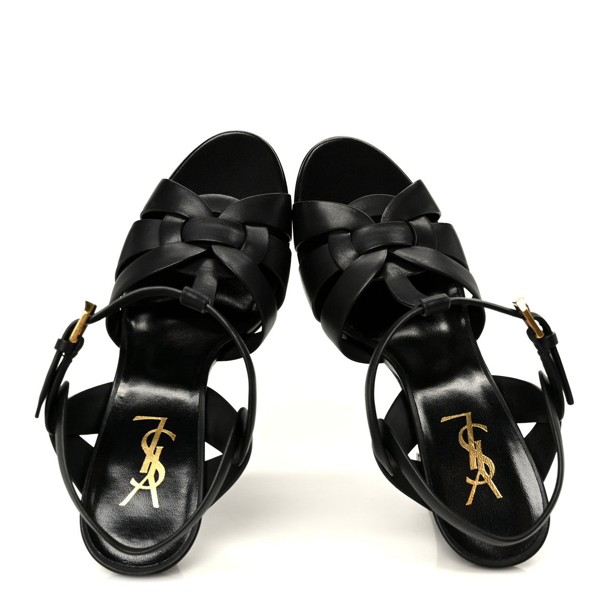Saint Laurent Calfskin Women's Tribute 105 Sandals 39.5 Black