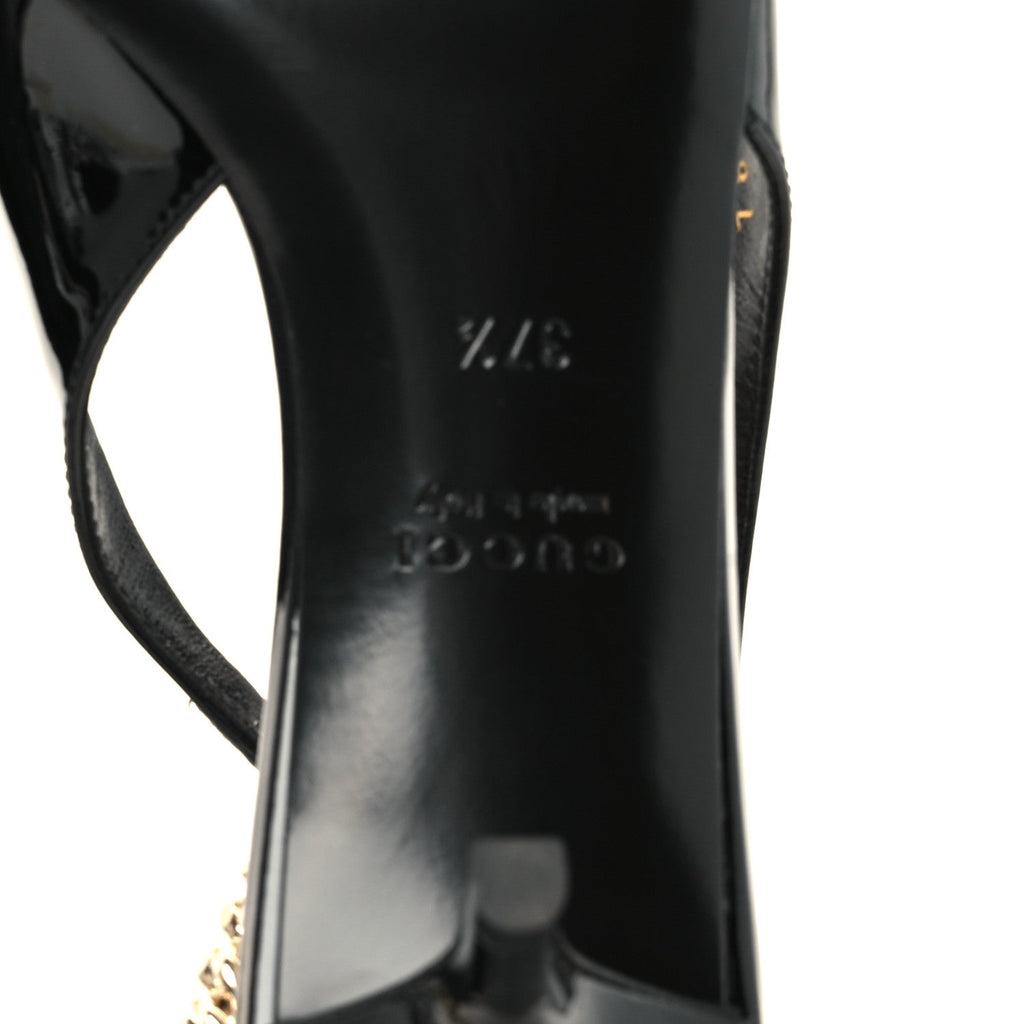 Gucci Patent Calfskin Women's Signoria 35mm Slingback Pumps 37.5 Black