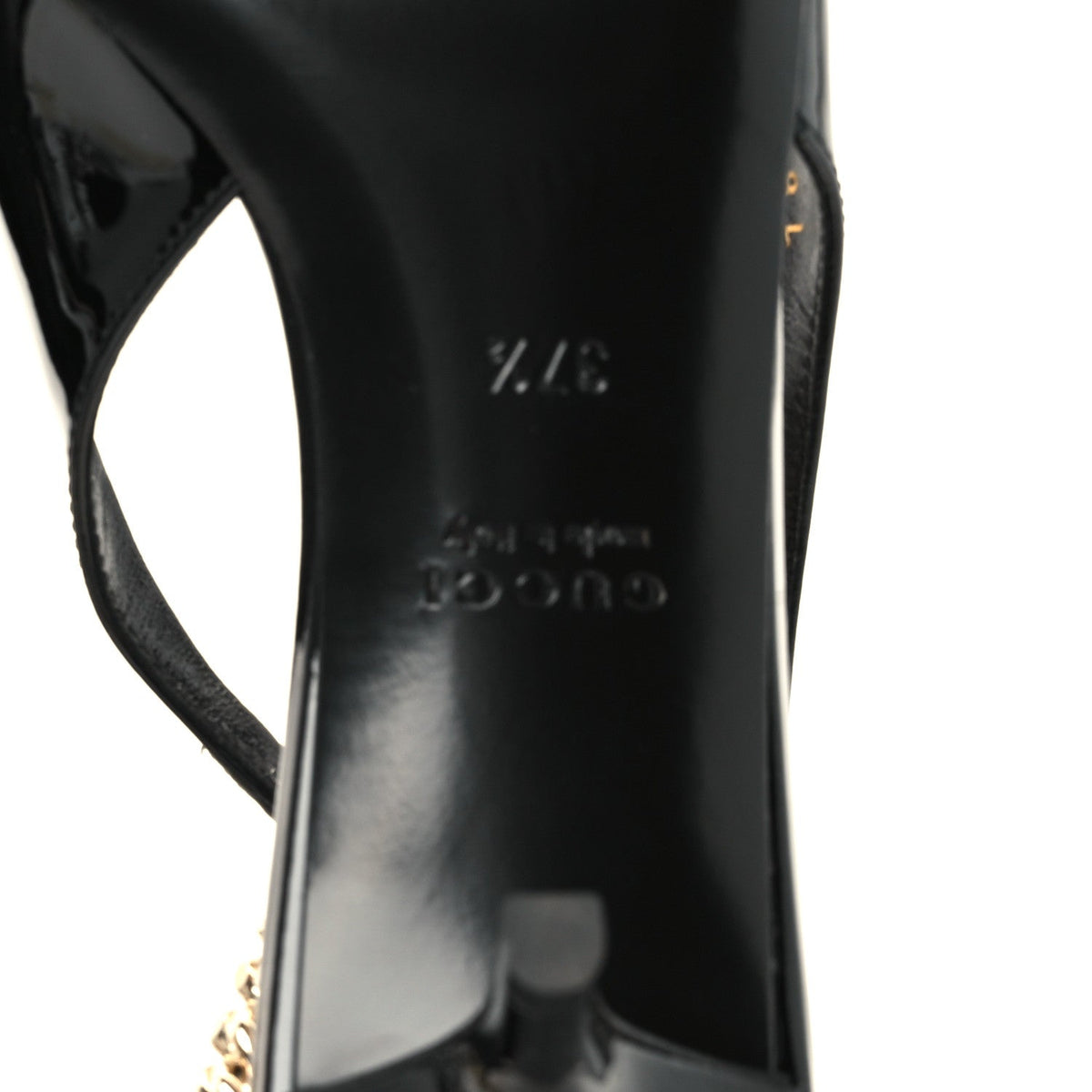 Gucci Patent Calfskin Women's Signoria 35mm Slingback Pumps 37.5 Black