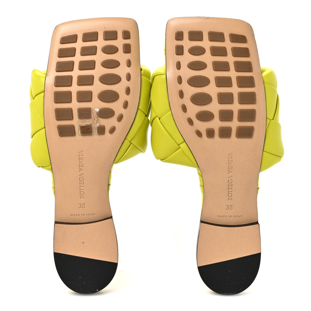Bottega Veneta Nappa Maxi Intrecciato Lido Women's Flat Sandals 38 Kiwi