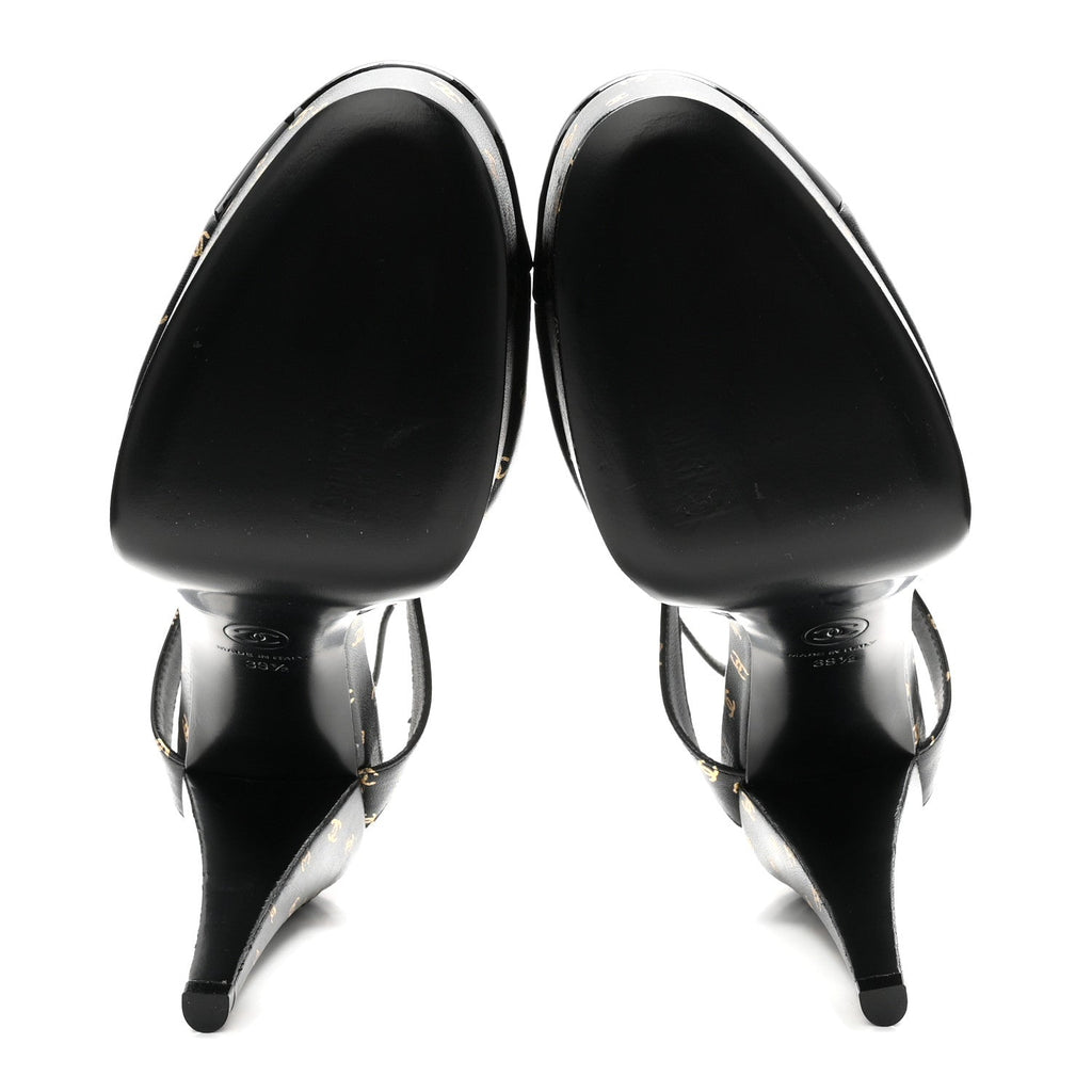 Chanel Printed Lambskin Patent Calfskin CC Platform Women's Pumps