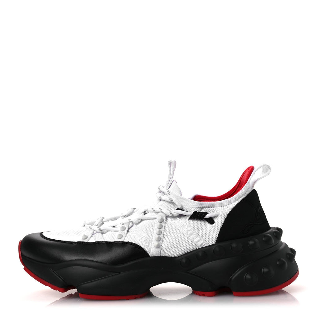 Christian Louboutin Calfskin Neoprene Men's Trailnrun Sneakers 43.5 Black White