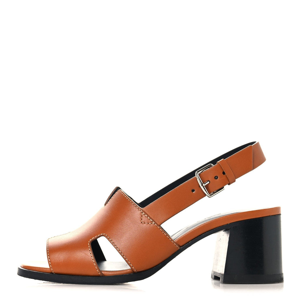 Hermes Calfskin Women's Elbe 60 Sandals 38 Marron Glaise