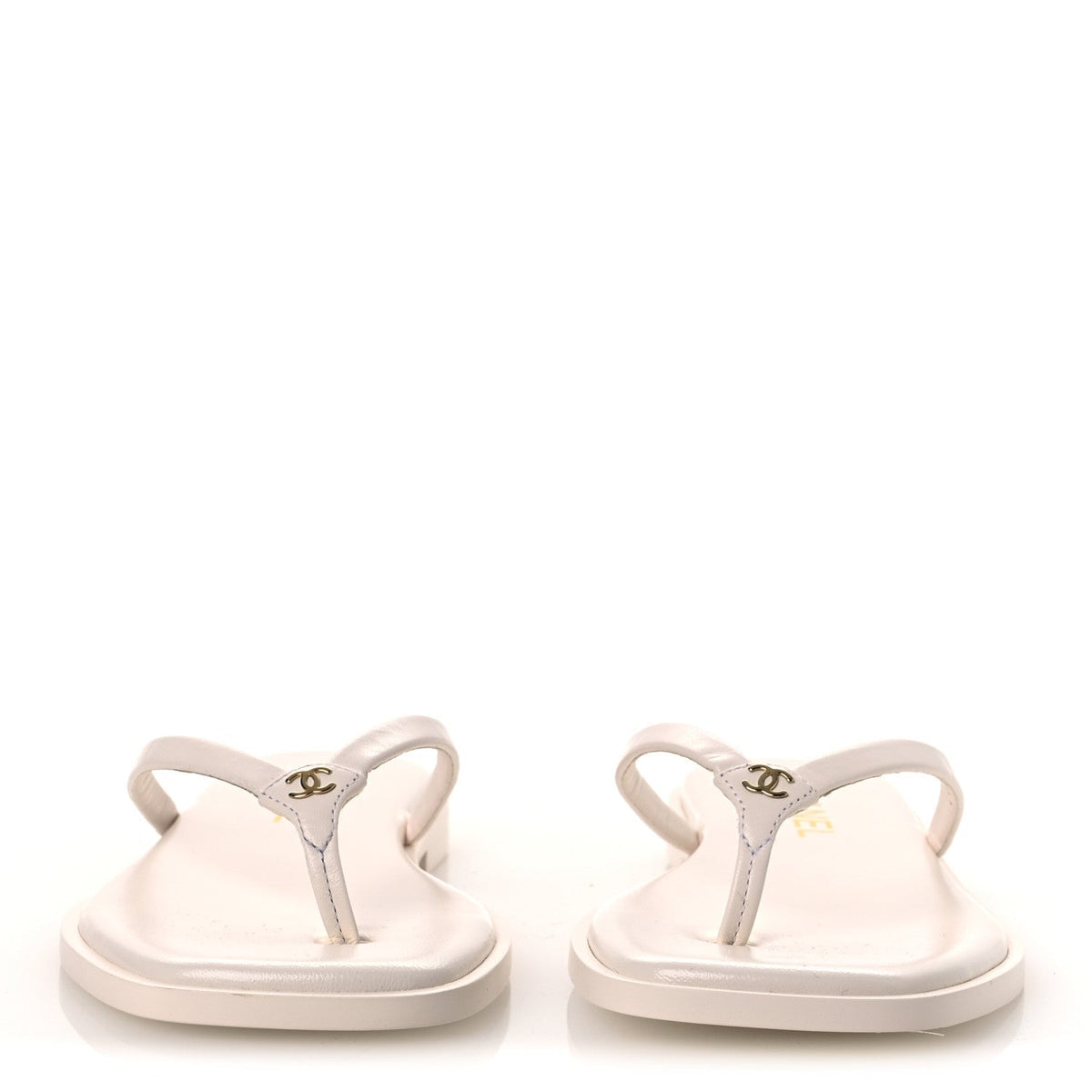 Chanel Goatskin CC Times Square Women's Thong Sandals White