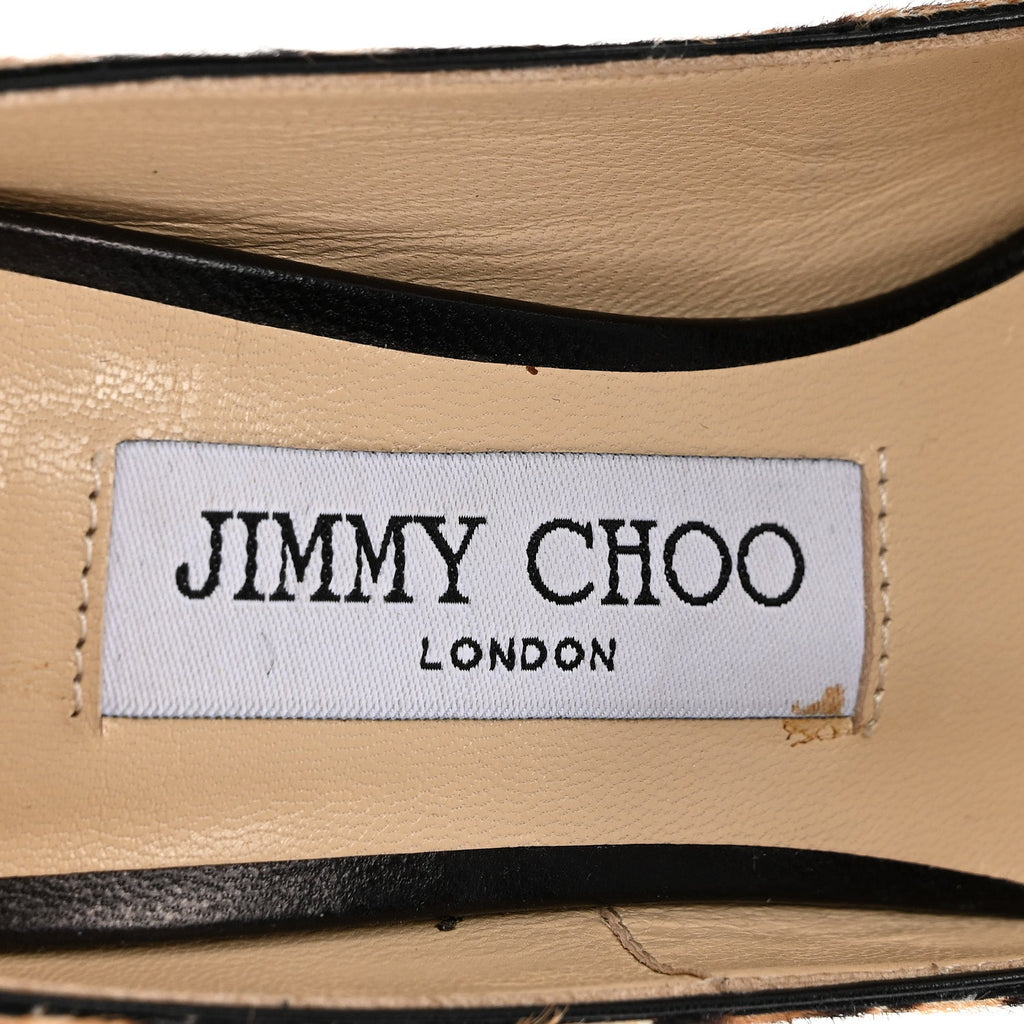 Jimmy Choo Pony Hair Women's Leopard Helena Pumps 34 Natural