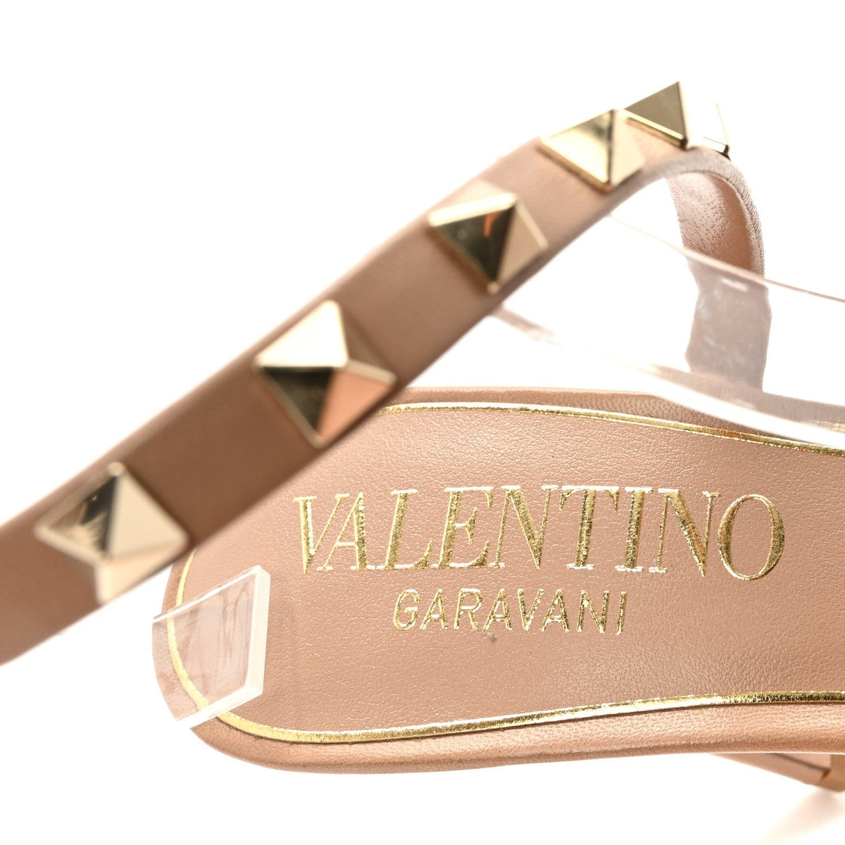 Valentino Garavani Kidskin PVC Women's Rockstud Spiral Sandals 36.5 Rose