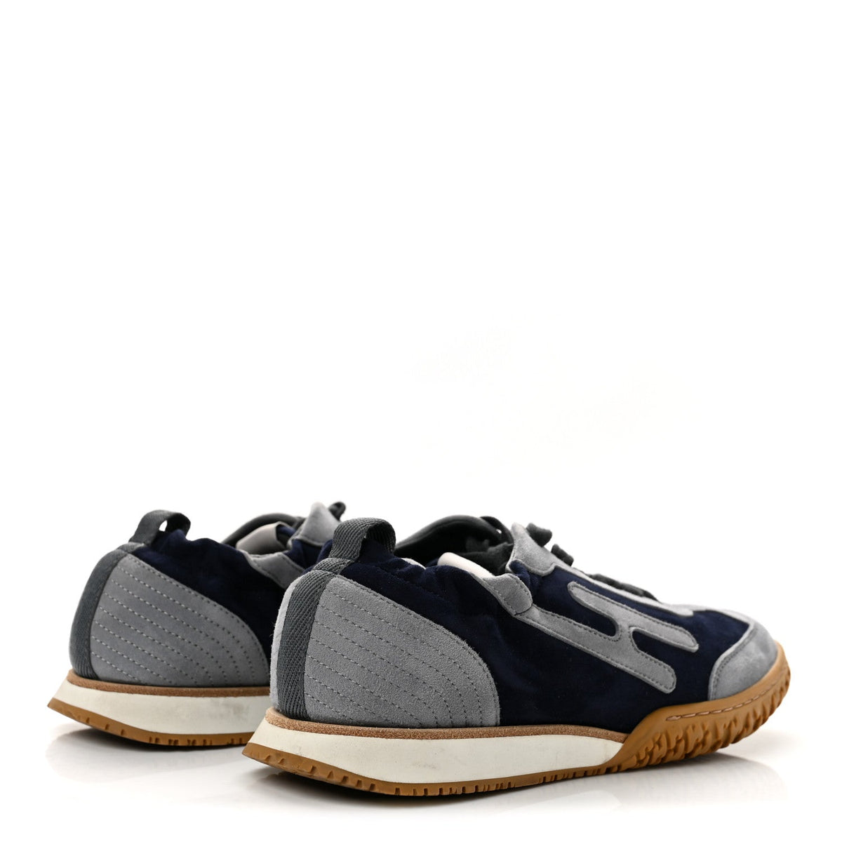 Hermes Suede Goatskin Women's Jet Sneakers 35 Marine Gris Orage