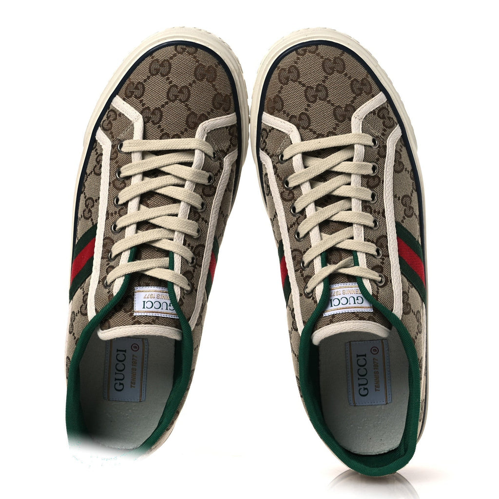 Gucci GG Monogram Canvas Men's Tennis 1977 Sneakers 9 Beige Ebony