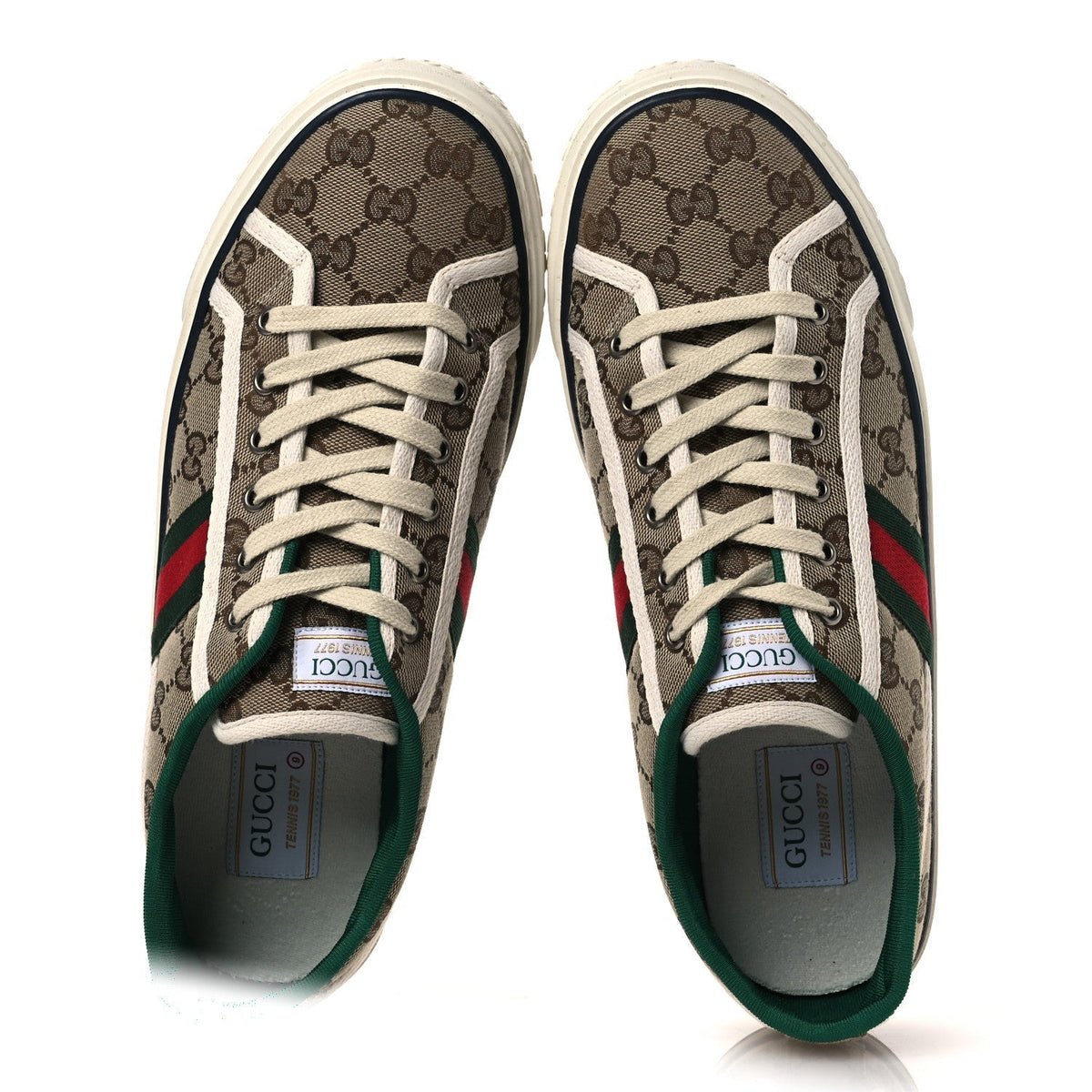 Gucci GG Monogram Canvas Men's Tennis 1977 Sneakers 9 Beige Ebony
