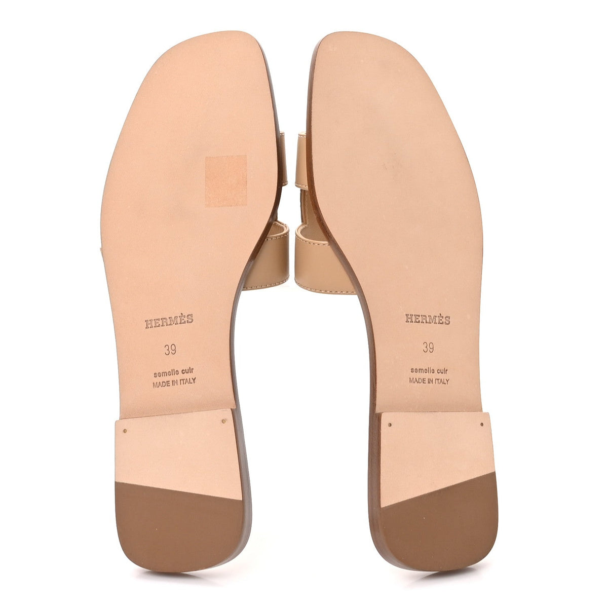 Hermes Box Calfskin Women's Oran Sandals 39 Camel