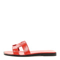 Hermes Patent Epsom Women's Oran Sandals Jasper Rouge
