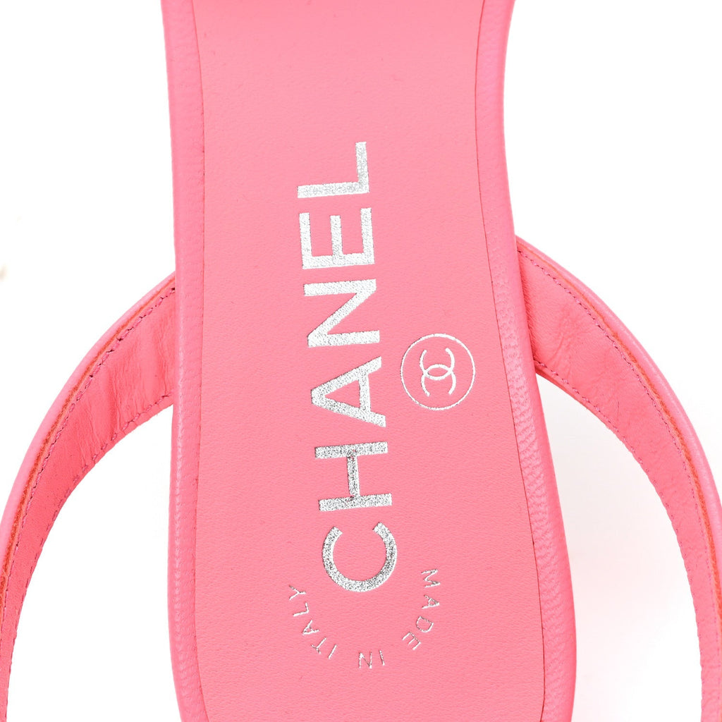 Chanel Lambskin Grosgrain Women's Cap Toe CC Slingback Pumps 37 Coral Black