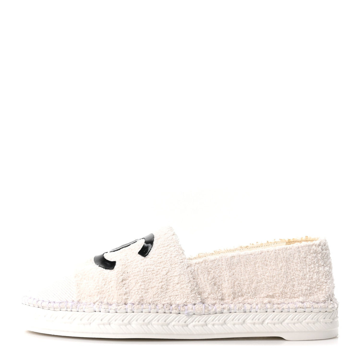 Tweed Grosgrain Patent CC Espadrilles White Black