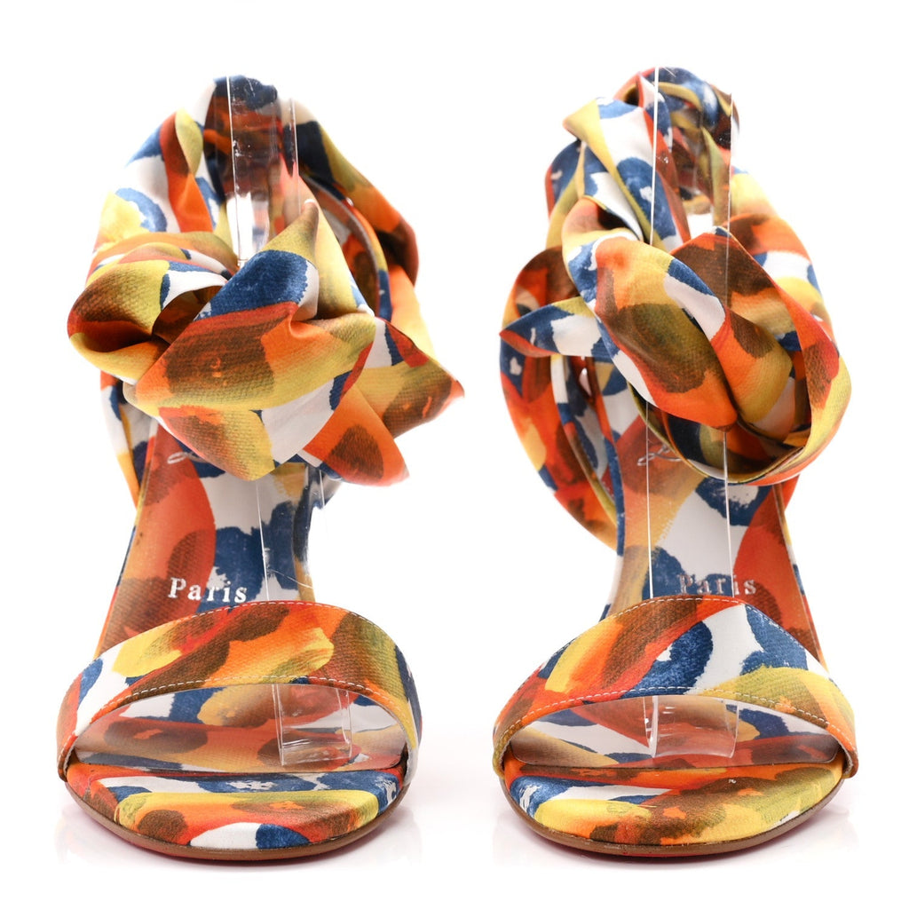 Christian Louboutin Crepe Satin Women's Miss Z Du Desert 100 Sandals 38 Magma