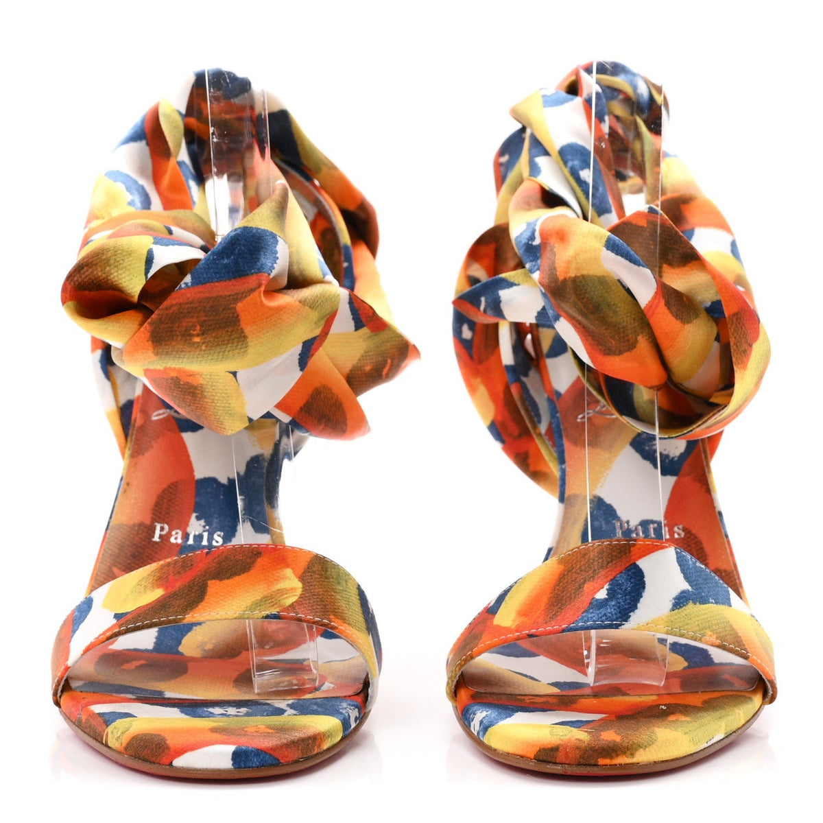 Christian Louboutin Crepe Satin Women's Miss Z Du Desert 100 Sandals 38 Magma