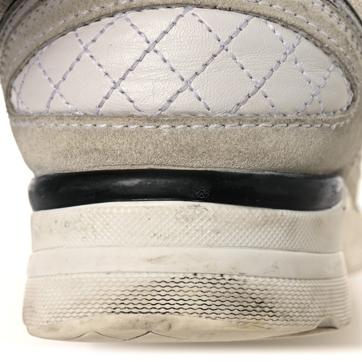 Chanel Mesh Suede Calfskin Women's CC Sneakers 37.5 White Black