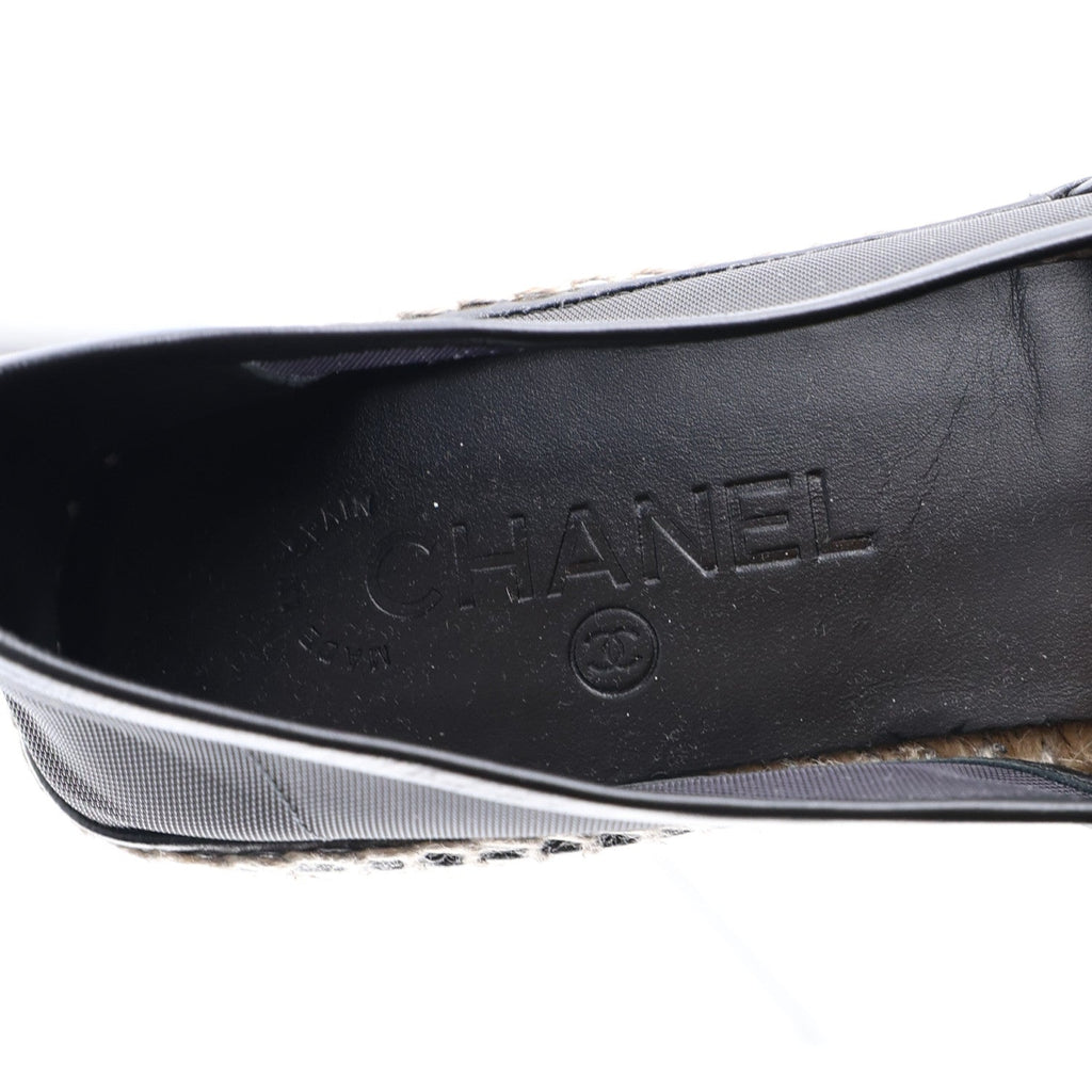 Chanel Mesh Grosgrain Women's CC Espadrilles 40 Black