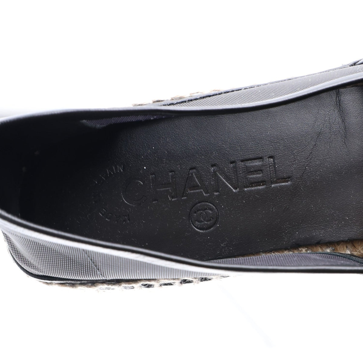 Chanel Mesh Grosgrain Women's CC Espadrilles 40 Black