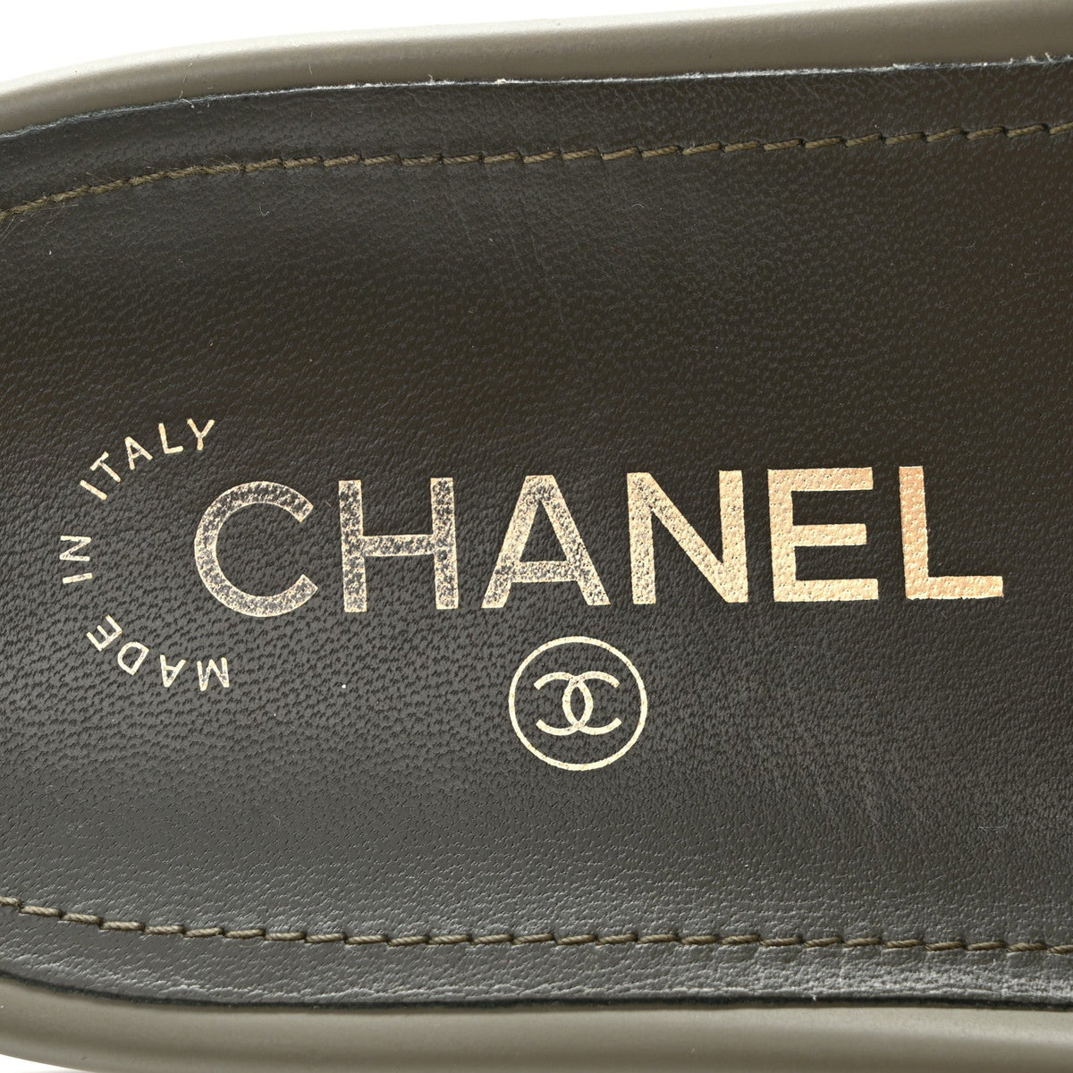Chanel Canvas Chain Women's Flat Sandals Khaki
