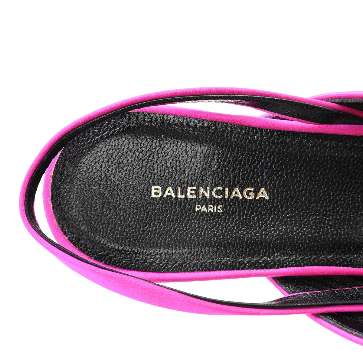 Balenciaga Satin Women's Knife Slingback 40mm Mules 37.5 Rose Fuchsia