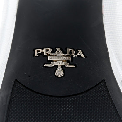 Prada Metallic Saffiano Crisscross Women's Platform Sandals 34.5 Silver
