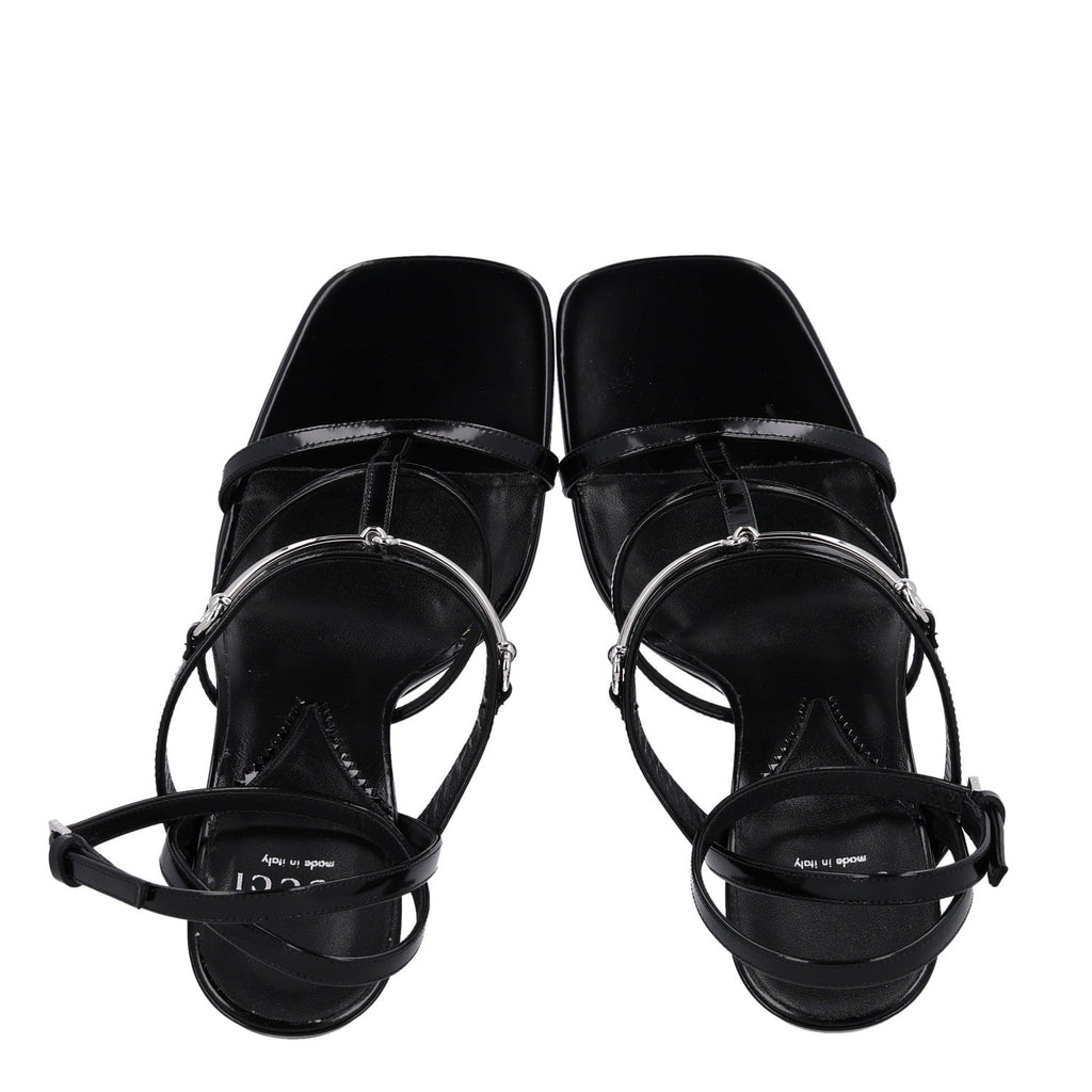Gucci Nappa Women's Regent Strappy Horsebit Sandals 39.5 Black