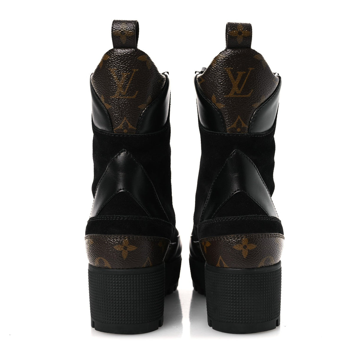 Louis Vuitton Suede Calfskin Monogram Women's Laureate Desert Boots 36 Black