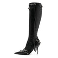Balenciaga Agneau Arena Women's Spiked Cagole 90mm Boots 35 Black