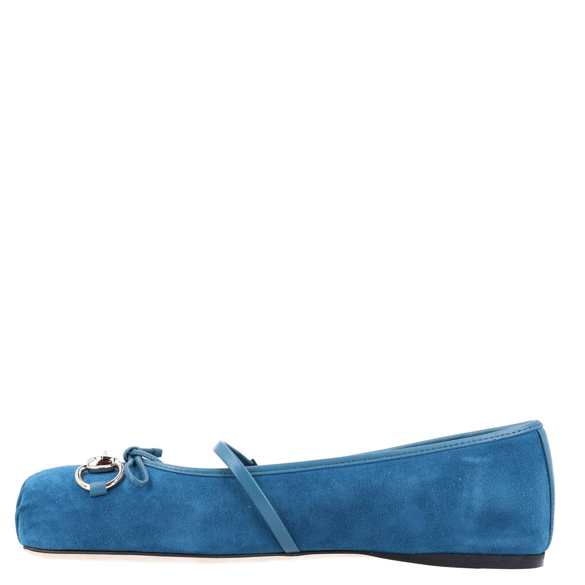Kid Scamosciato Nappa Camargue Horsebit Ballet Flats Deep Acqua