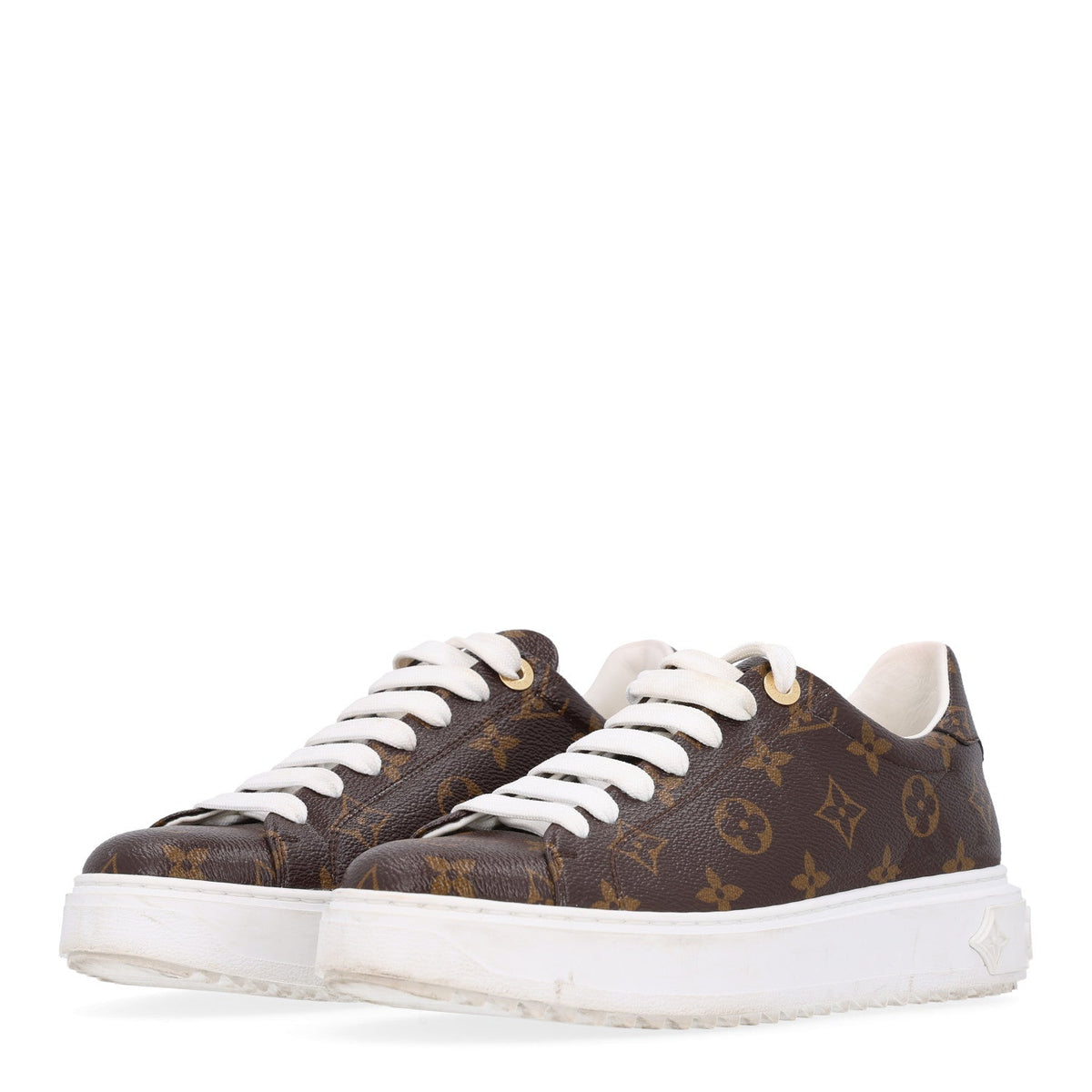 Louis Vuitton Monogram Women's Time Out Sneakers 38.5 Brown