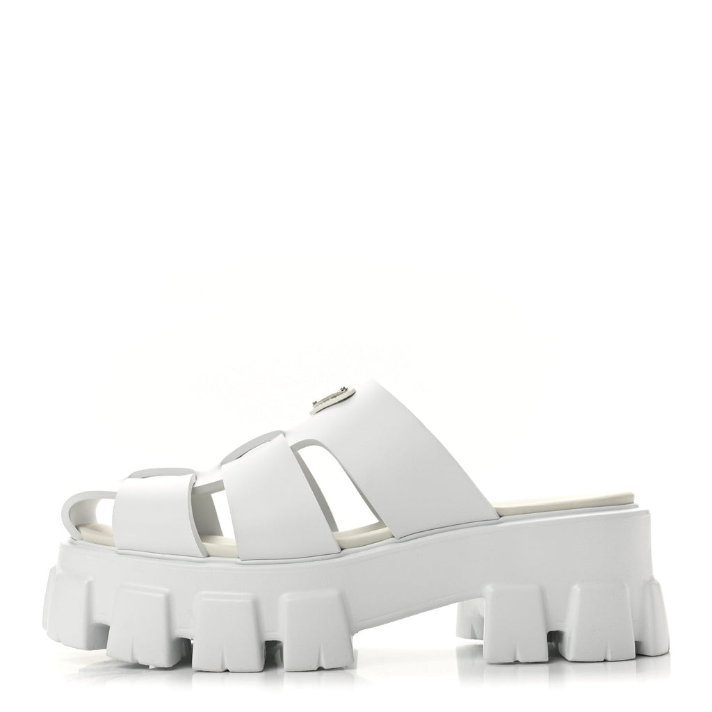 Prada Foam Rubber Women's Monolith Cage Sandals 38 White