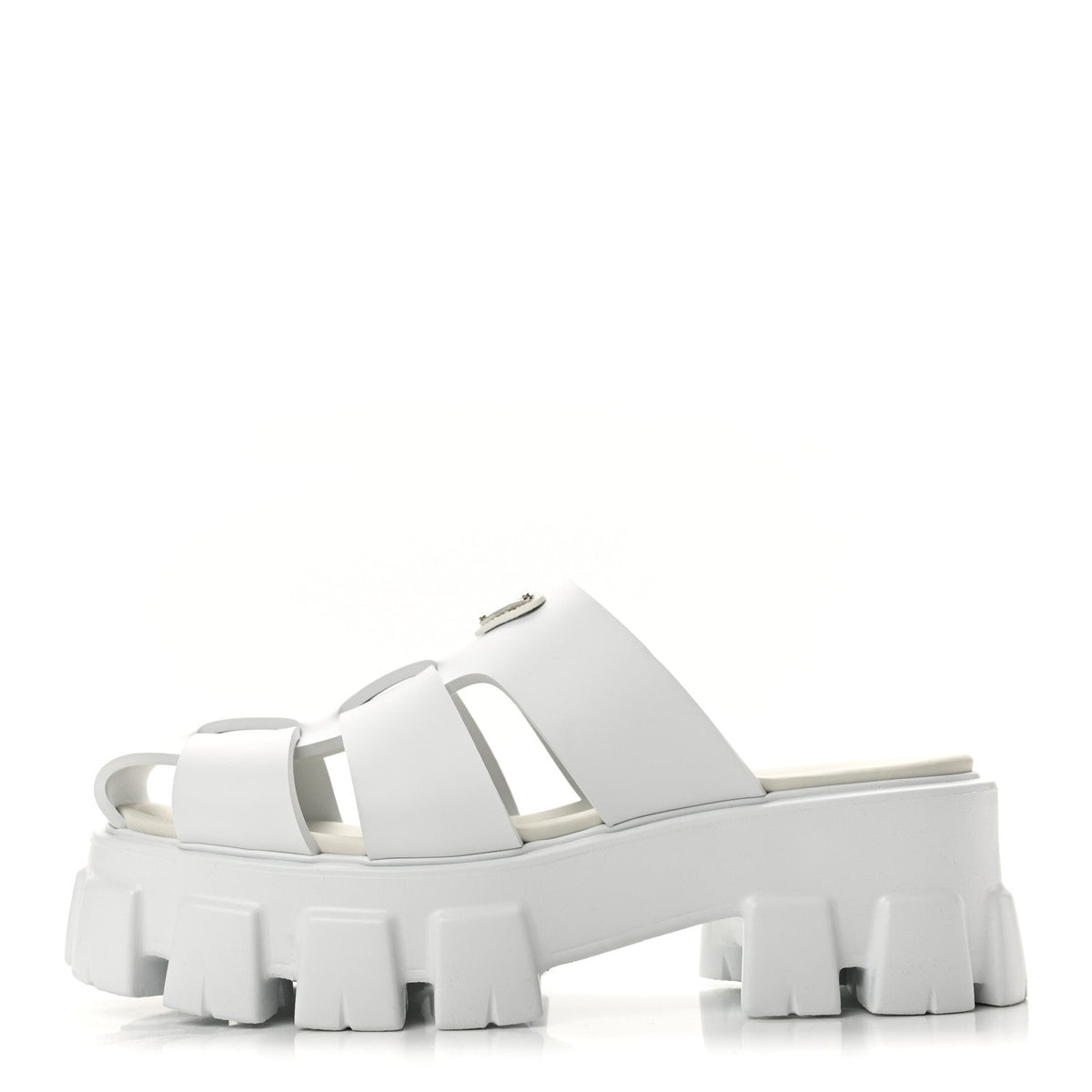 Prada Foam Rubber Women's Monolith Cage Sandals 38 White