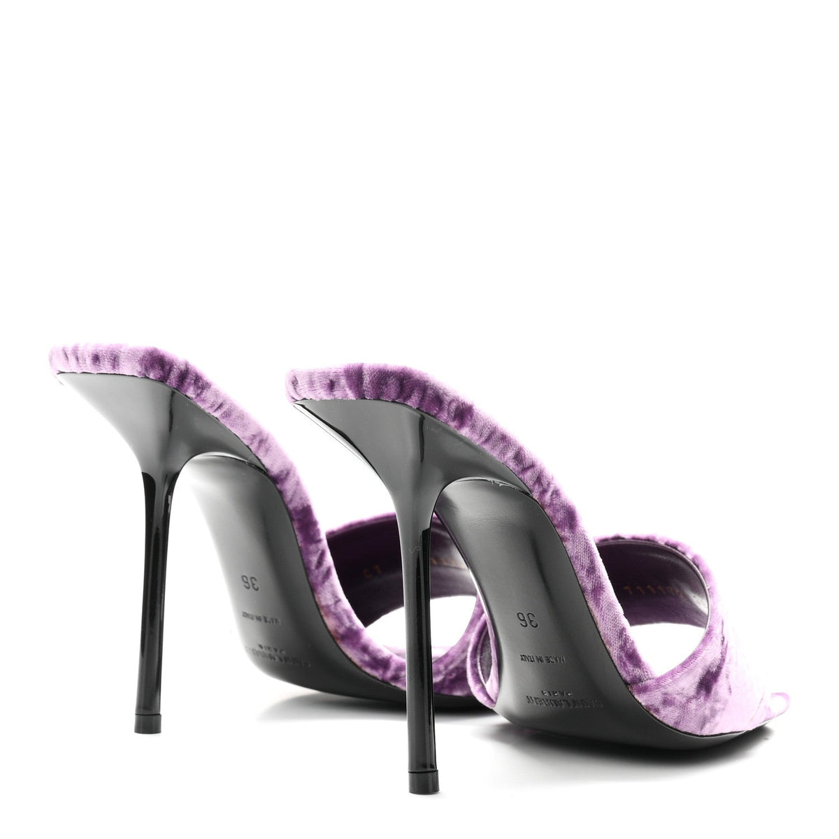 Saint Laurent Velvet Women's Baliqua 105 Mule Sandals 36 Malva