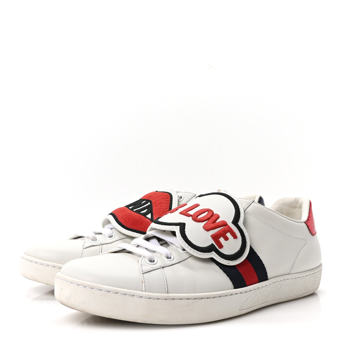 Gucci Calfskin Ayers Blind For Love Women's Ace Sneakers 39 White